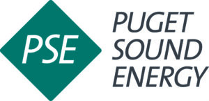 Logo of Puget Sound Energy featuring a green diamond with "PSE" and the text "Puget Sound Energy" in black. - Duvall Chamber