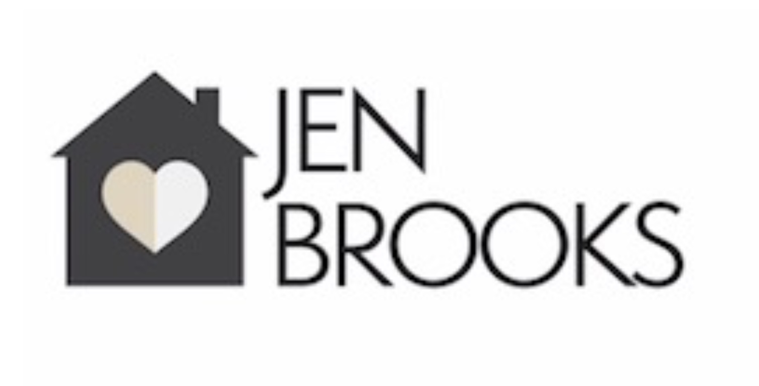 Logo featuring a black house with a heart cutout and the text "Jen Brooks" on the right. - Duvall Chamber